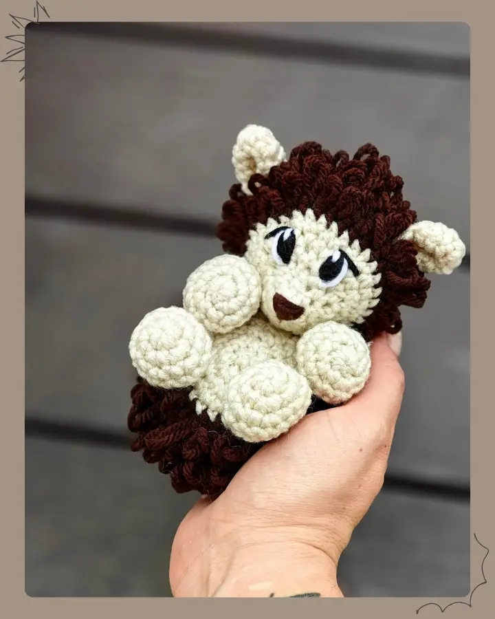 Hadley the Hedgehog, a cute crocheted hedgehog made to rest on its back